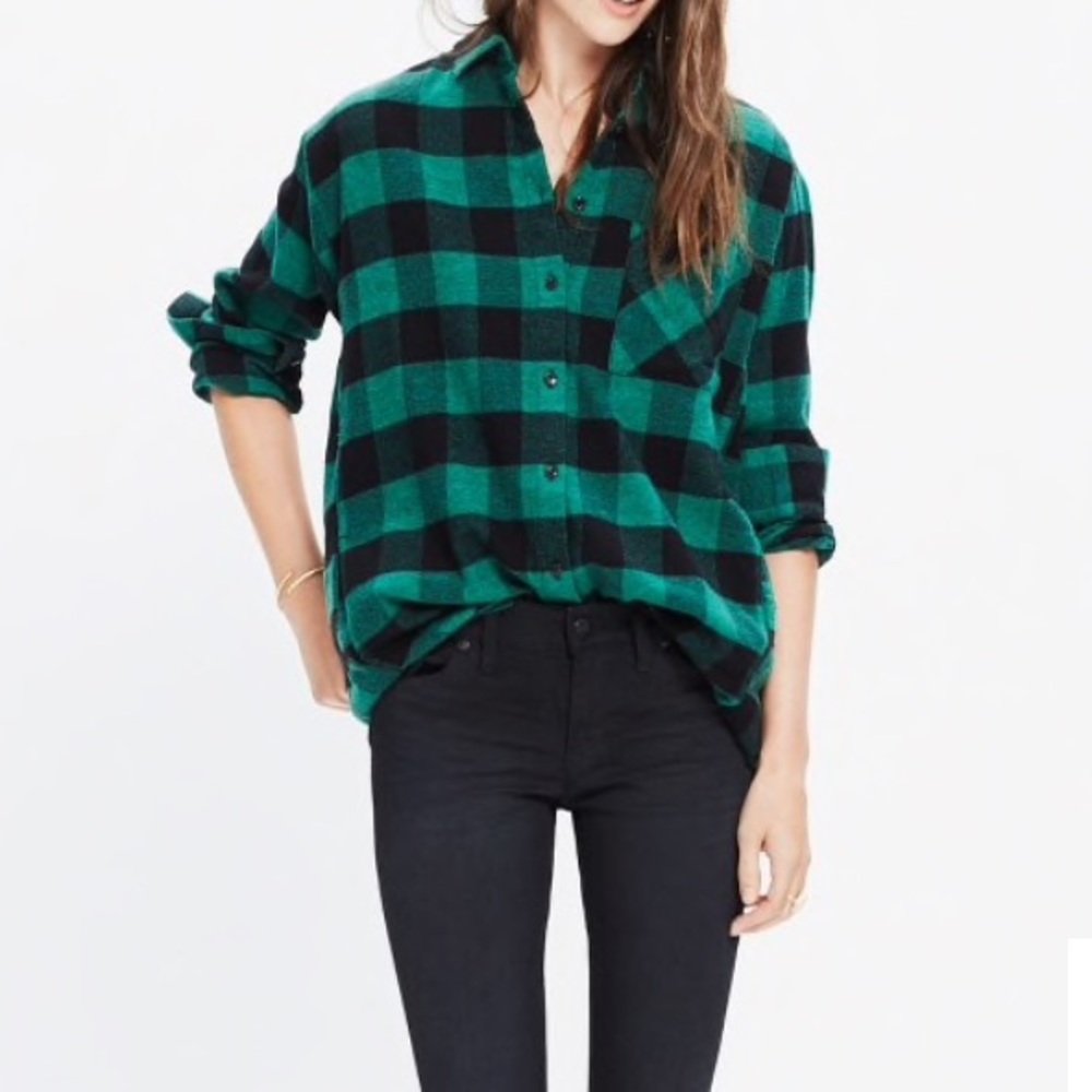 Flannel sunday shirt in green buffalo check